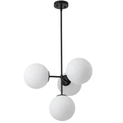 4-Light Opal Glass Globe Sputnik Semi Flush Chandelier