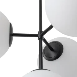4-Light Opal Glass Globe Sputnik Semi Flush Chandelier