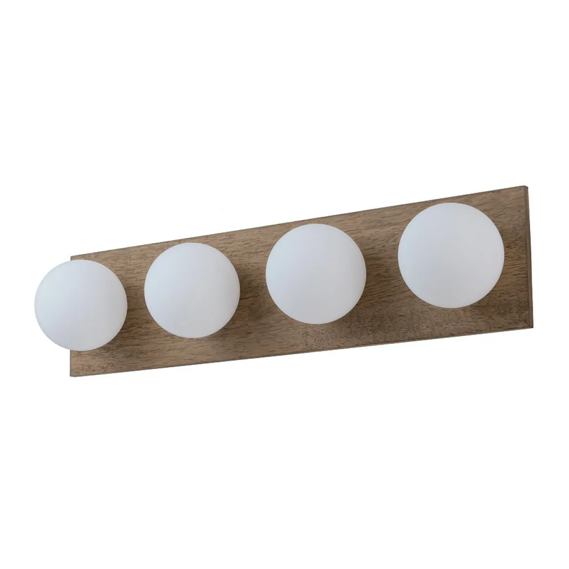 4-Light Opal Glass Linear Wooden Semi Flush Mount / Wall Light