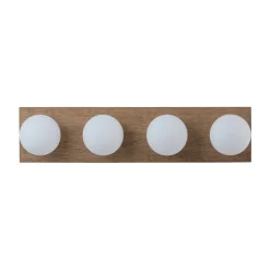 4-Light Opal Glass Linear Wooden Semi Flush Mount / Wall Light