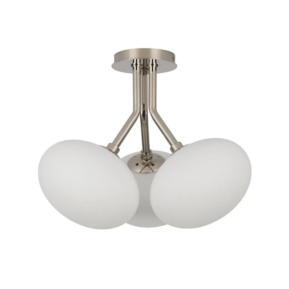 3-Light Opal Glass Sphere Semi Flush Mount Light