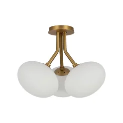 3-Light Opal Glass Sphere Semi Flush Mount Light
