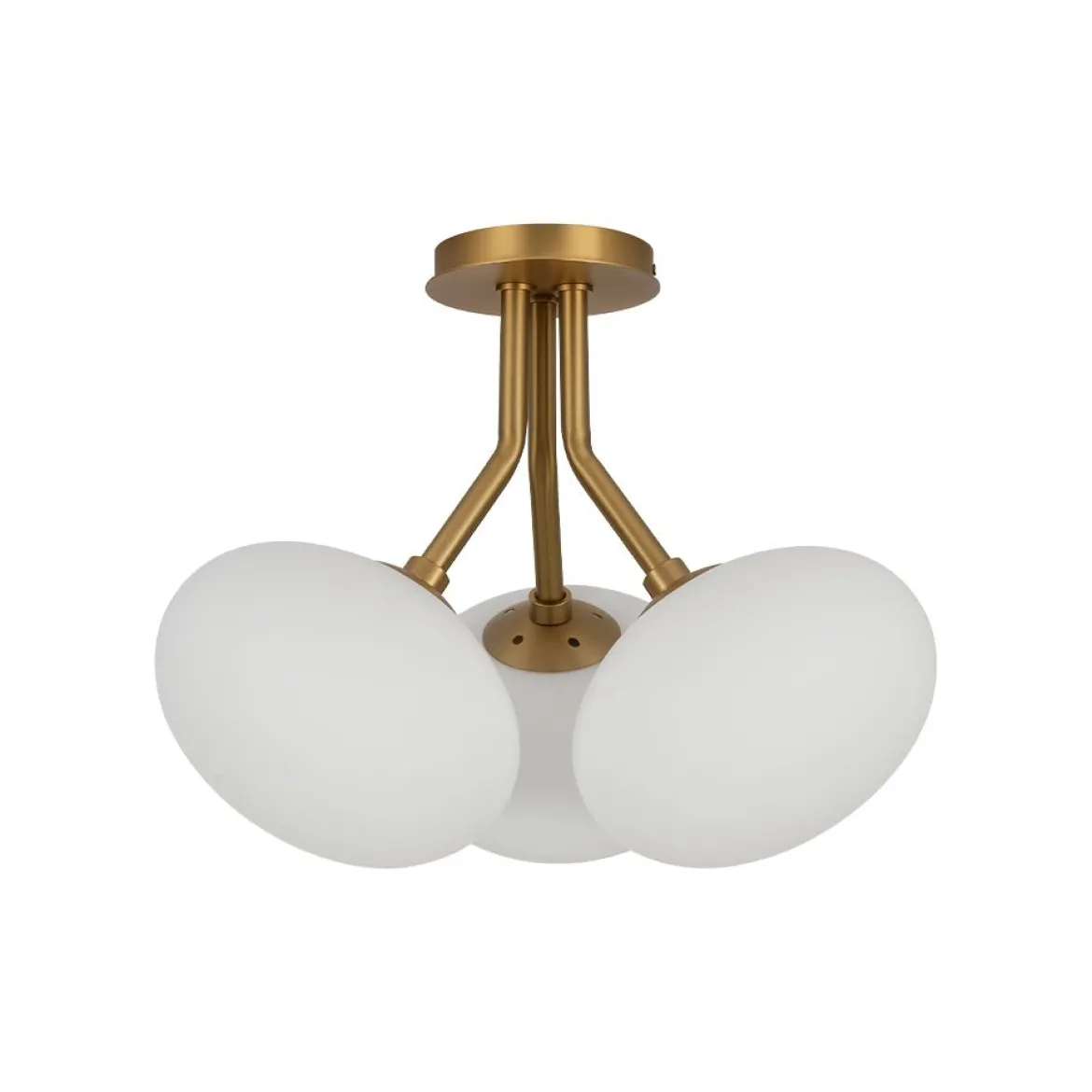 3-Light Opal Glass Sphere Semi Flush Mount Light