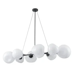 8-Light Opal Swirl Glass Globe Branch Island Chandelier