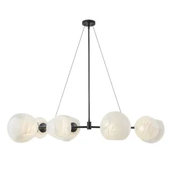 8-Light Opal Swirl Glass Globe Branch Island Chandelier
