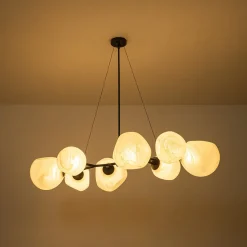 8-Light Opal Swirl Glass Globe Branch Island Chandelier