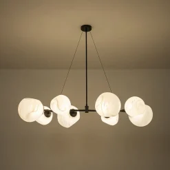 8-Light Opal Swirl Glass Globe Branch Island Chandelier