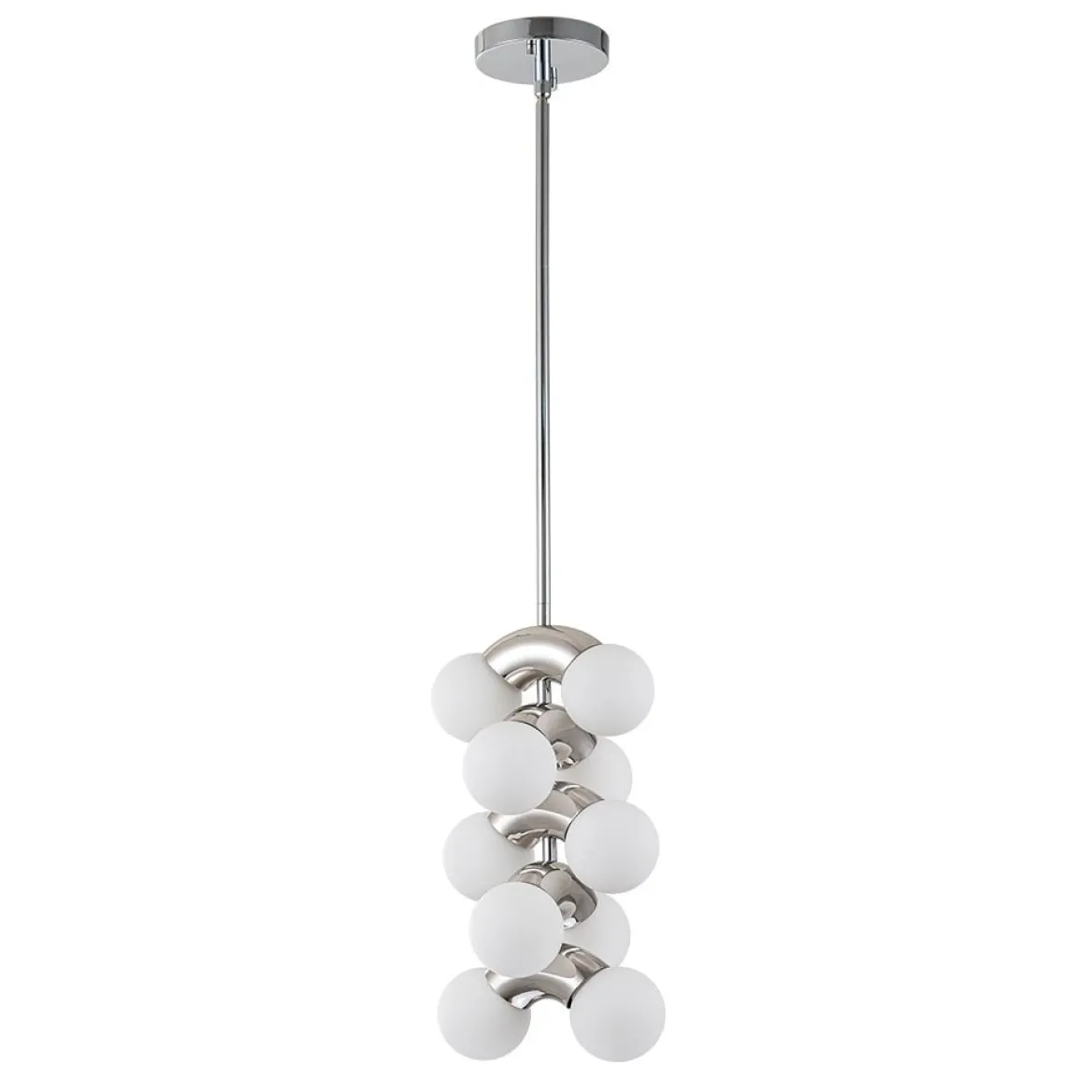 10-Light Pearl Tiered Milky Glass Globe Pendant Light