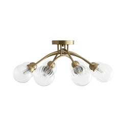 8-Light Ribbed Glass Bubble Sputnik Semi Flush Mount
