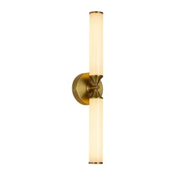 2-Light Ribbed Opal Glass Linear LED Vanity Wall Sconce