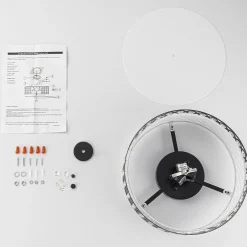 3-Light Round Drum Crystal Accented Fabric Flush Mount