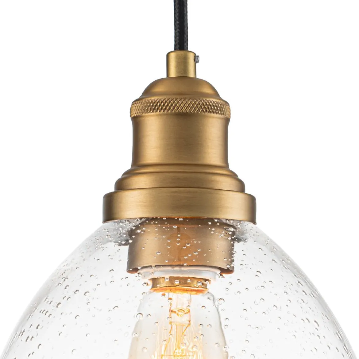 1-Light Seeded Glass Bell Dome Kitchen Pendant Light