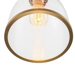 1-Light Seeded Glass Bell Dome Kitchen Pendant Light