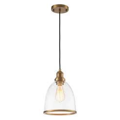 1-Light Seeded Glass Bell Dome Kitchen Pendant Light