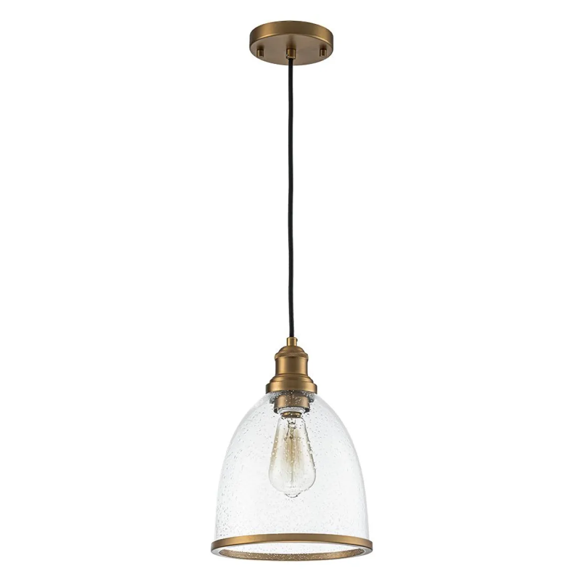 1-Light Seeded Glass Bell Dome Kitchen Pendant Light