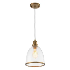 1-Light Seeded Glass Bell Dome Kitchen Pendant Light