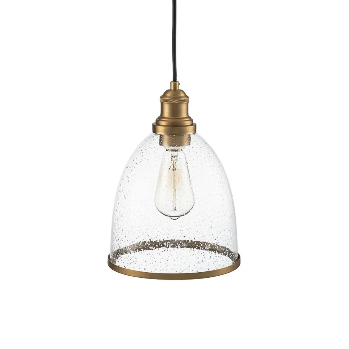 1-Light Seeded Glass Bell Dome Kitchen Pendant Light