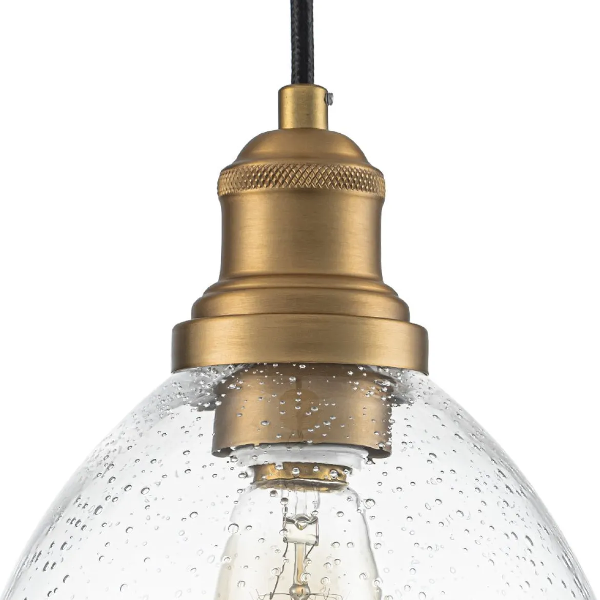 1-Light Seeded Glass Bell Dome Kitchen Pendant Light