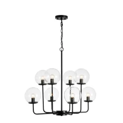 8-Light Seeded Glass Globe Round Sputnik Bubble Chandelier