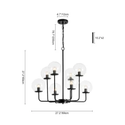 8-Light Seeded Glass Globe Round Sputnik Bubble Chandelier