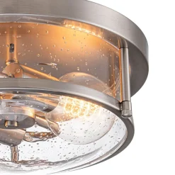 2-Light Seeded Glass Round Flush Mount Ceiling Light