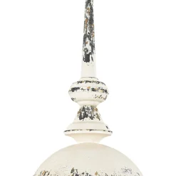 1-Light Shabby Chic Distressed Beige Metal Dome Pendant