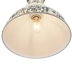 1-Light Shabby Chic Distressed Beige Metal Dome Pendant