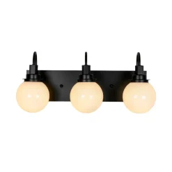 3-Light Shine Opal Glass Globe Bathroom Vanity Wall Sconce