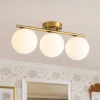 3-Light Shine Opal Glass Globe Linear Semi Flush Mount