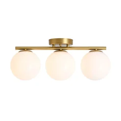 3-Light Shine Opal Glass Globe Linear Semi Flush Mount