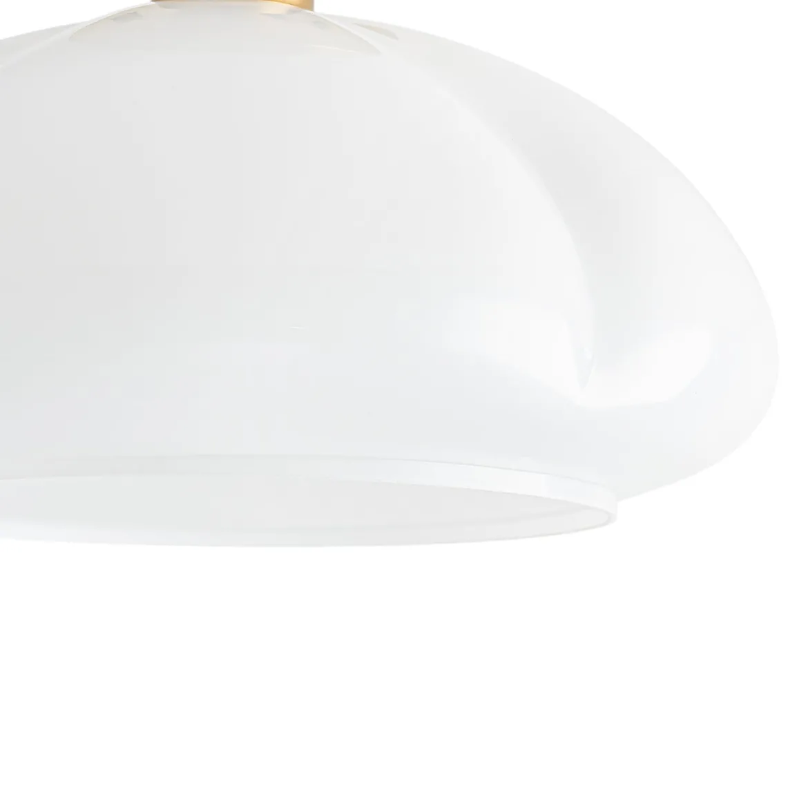 1-Light Shine Opal Glass Round Scalloped Pleated Semi Flush