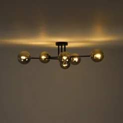 6-Light Smoked Glass Globe Linear Sputnik Semi Flush