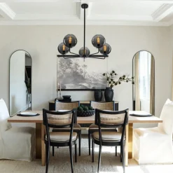 5-Light Smoked Grey Tinted Glass Globe Round Sputnik Chandelier