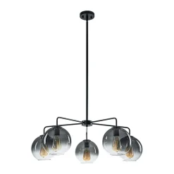 5-Light Smoked Grey Tinted Glass Globe Round Sputnik Chandelier