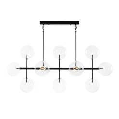 12-Light Sputnik Glass Globe Bubble Linear Island Chandelier