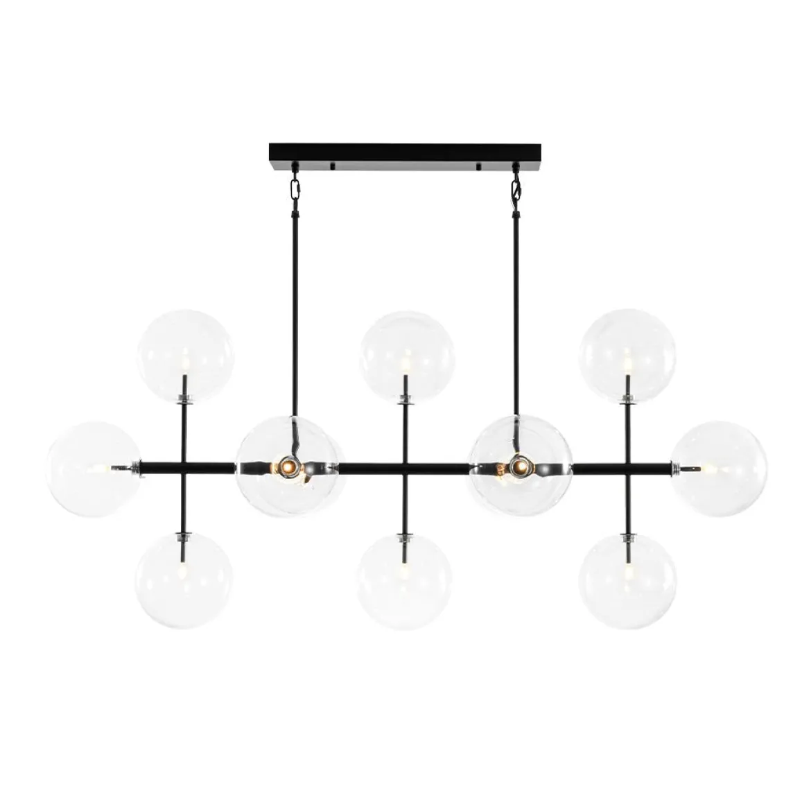 12-Light Sputnik Glass Globe Bubble Linear Island Chandelier