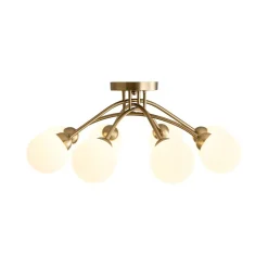 8-Light Sputnik Milky Glass Bubble Semi Flush Mount