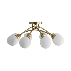 8-Light Sputnik Milky Glass Bubble Semi Flush Mount