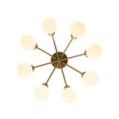 8-Light Sputnik Milky Glass Bubble Semi Flush Mount
