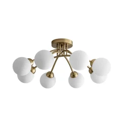 8-Light Sputnik Milky Glass Bubble Semi Flush Mount