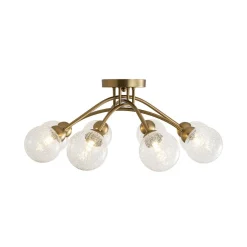 8-Light Textured Crackle Glass Globe Semi Flush Mount