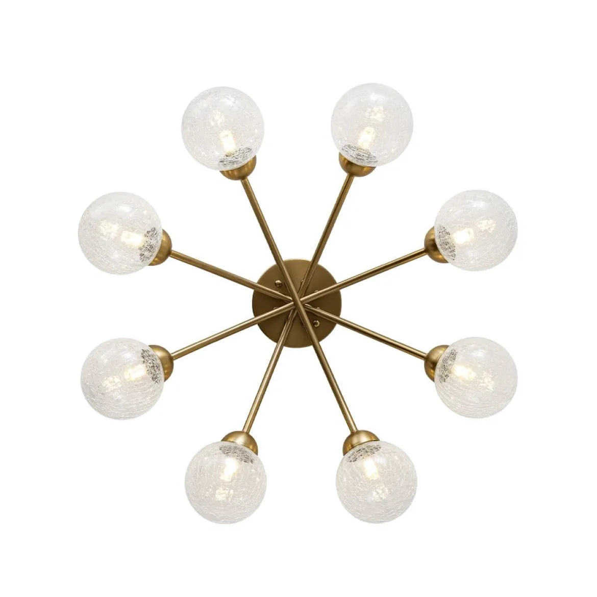8-Light Textured Crackle Glass Globe Semi Flush Mount