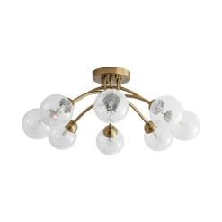 8-Light Textured Crackle Glass Globe Semi Flush Mount