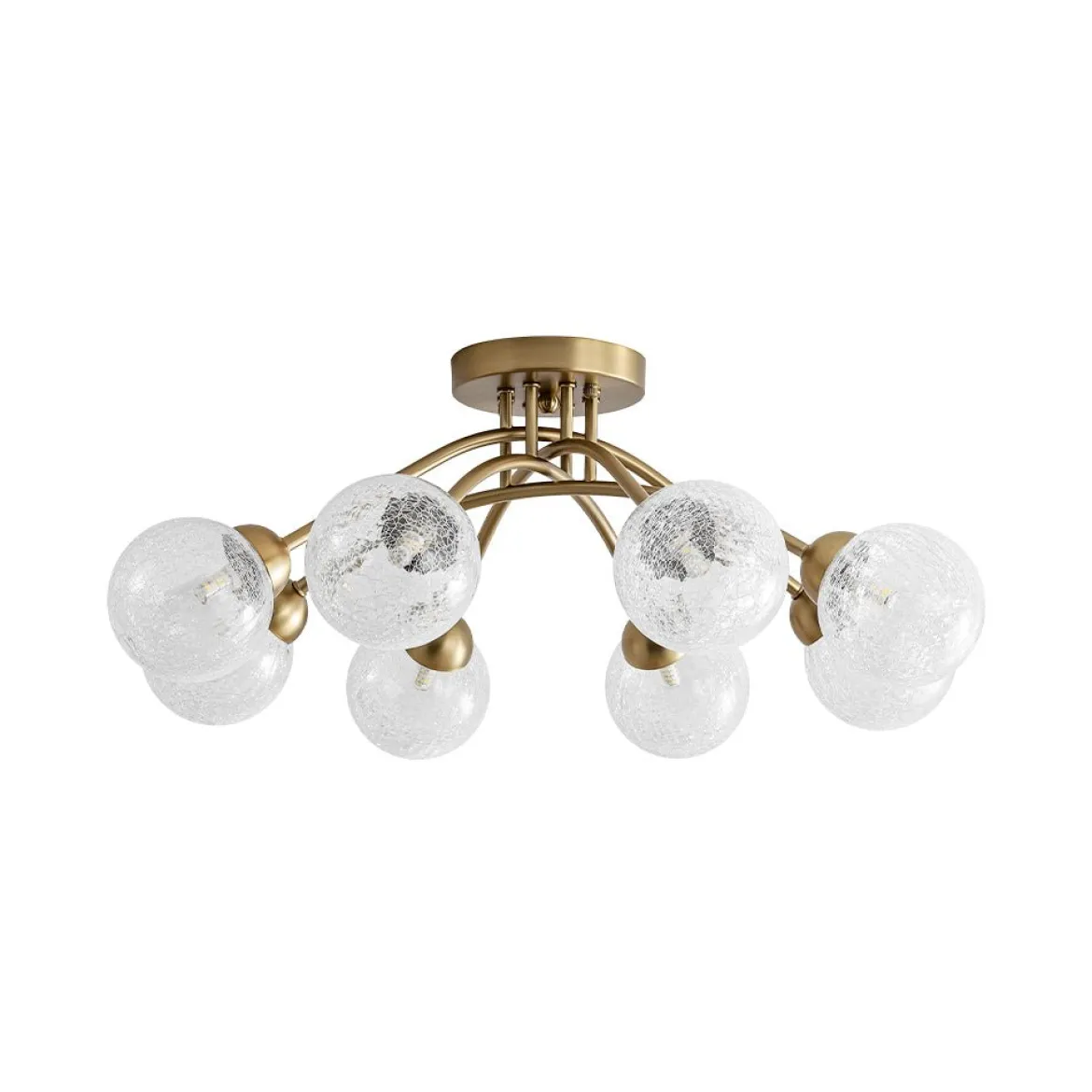 8-Light Textured Crackle Glass Globe Semi Flush Mount