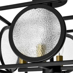 4-light Textured Glass Square Lantern Semi Flush Mount