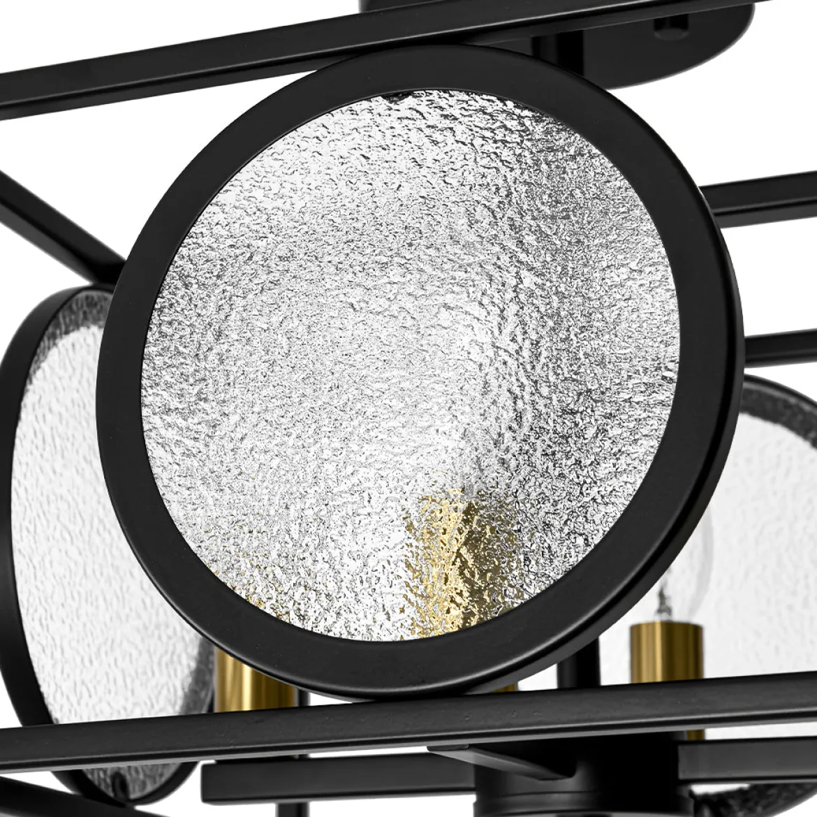 4-light Textured Glass Square Lantern Semi Flush Mount