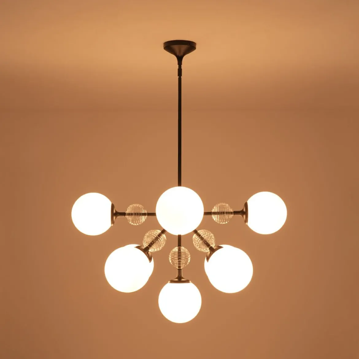 9-Light Tiered Sputnik Glass Globe Bubble Chandelier