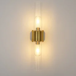 2-Light Up Down Glass Linear Tube Vanity Wall Lamp
