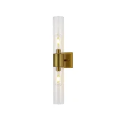 2-Light Up Down Glass Linear Tube Vanity Wall Lamp