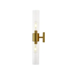 2-Light Up Down Glass Linear Tube Vanity Wall Lamp